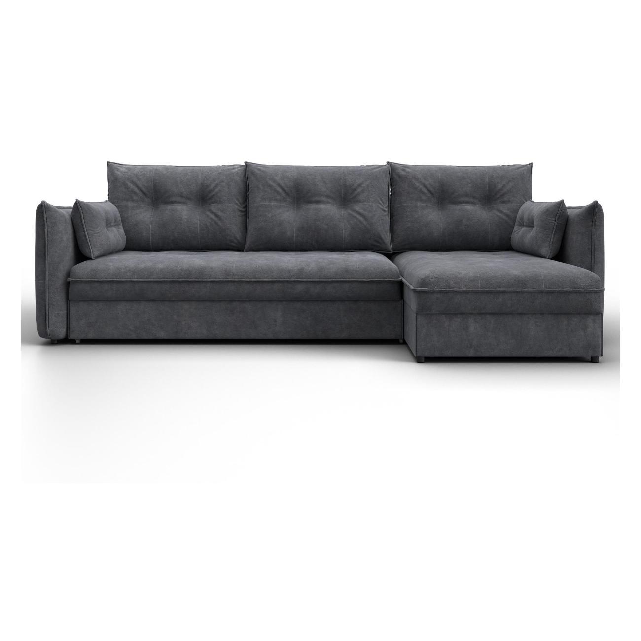 Диван Лига Диванов Лига-100 НПБ угол универсальный (полностью велюр BRUT 16 темно-серый)