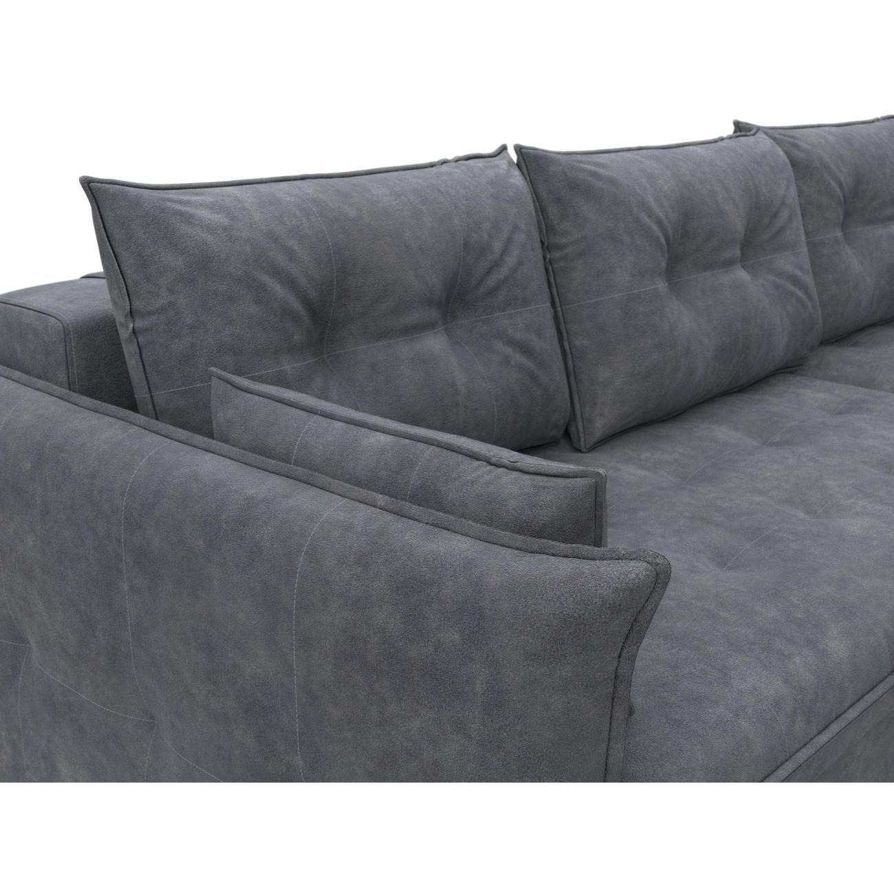 Диван Лига Диванов Лига-100 НПБ угол универсальный (полностью велюр BRUT 16 темно-серый)