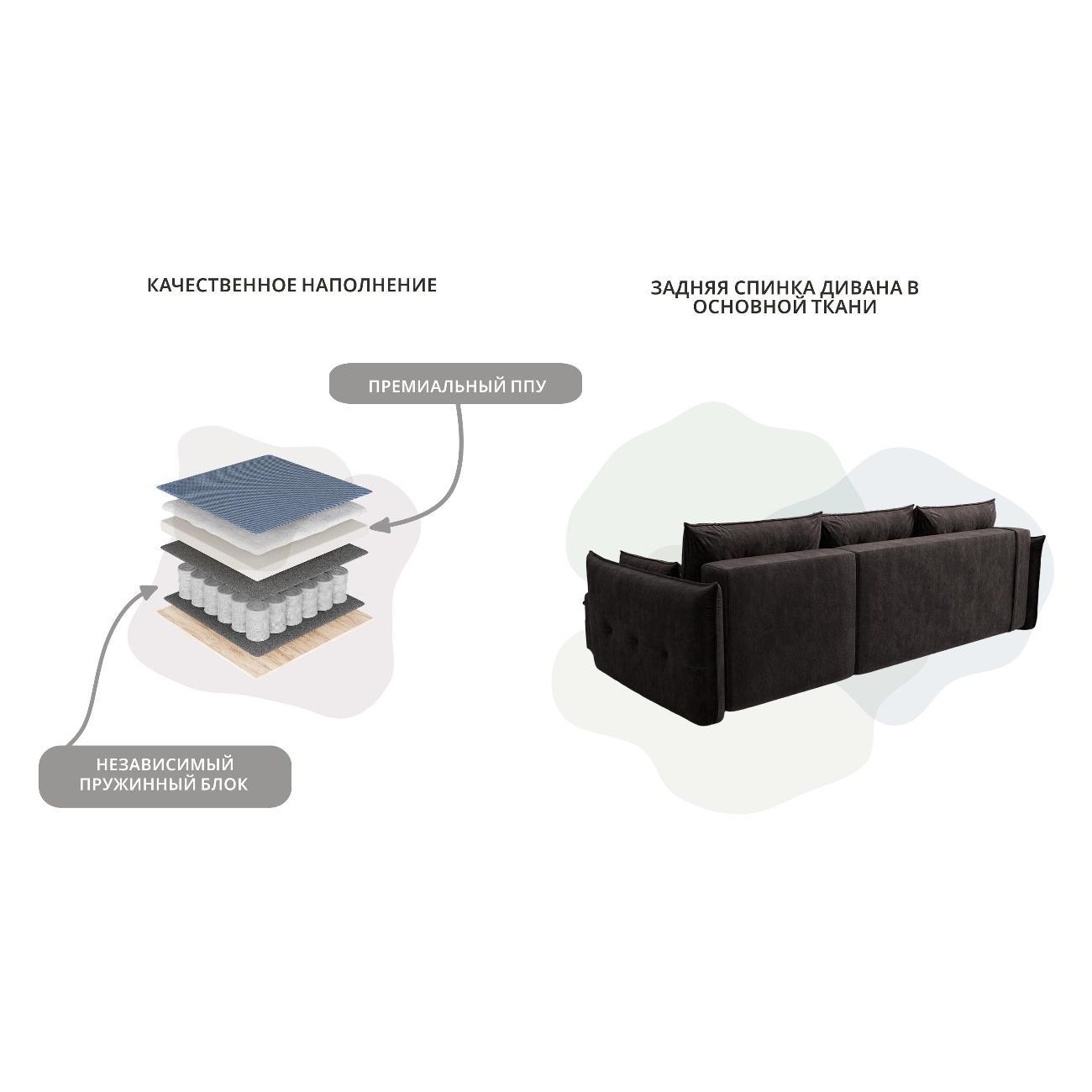 Диван Лига Диванов Лига-100 НПБ угол универсальный (полностью велюр BRUT 17 коричневый) 133662