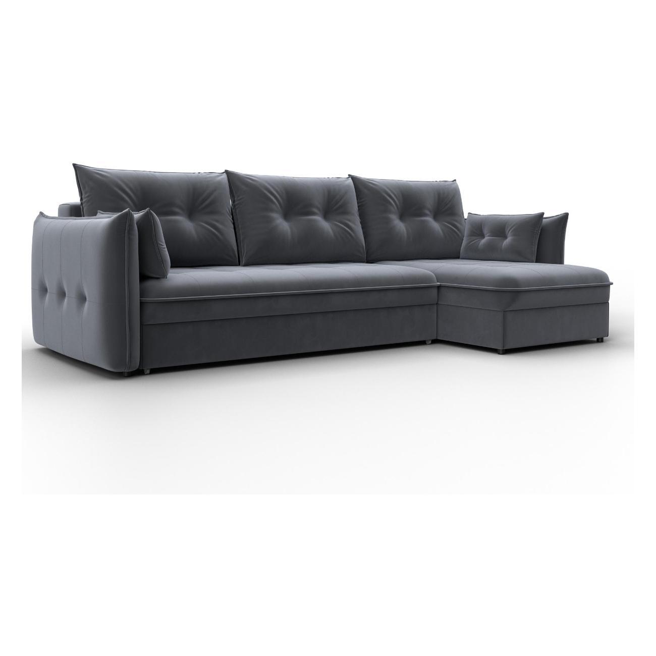 Диван Лига Диванов Лига-100 НПБ угол универсальный (полностью велюр SEVEN 17 серый) 133681