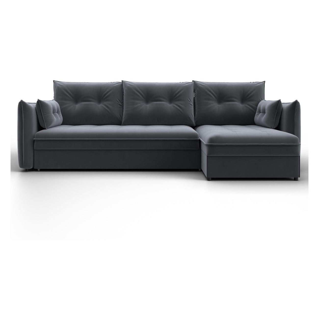 Диван Лига Диванов Лига-100 НПБ угол универсальный (полностью велюр SEVEN 17 серый) 133681