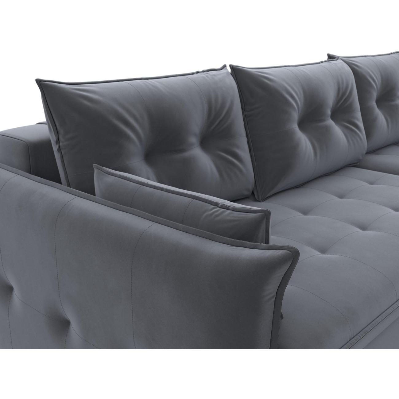 Диван Лига Диванов Лига-100 НПБ угол универсальный (полностью велюр SEVEN 17 серый) 133681