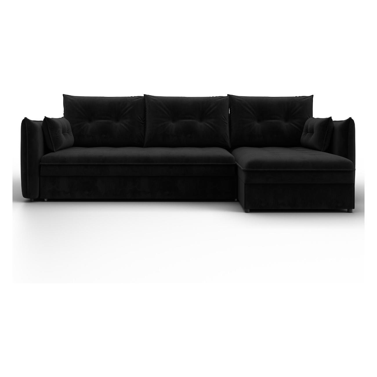 Диван Лига Диванов Лига-100 НПБ угол универсальный (полностью велюр SEVEN 35 черный) 133683