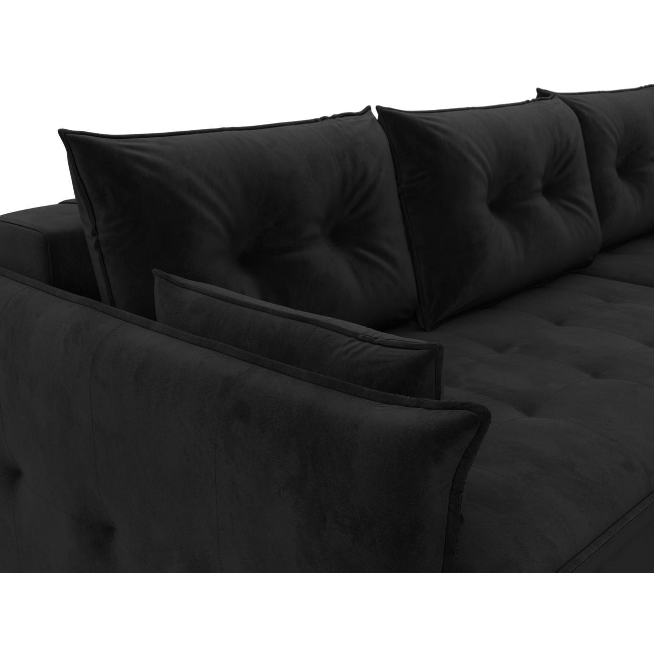 Диван Лига Диванов Лига-100 НПБ угол универсальный (полностью велюр SEVEN 35 черный) 133683