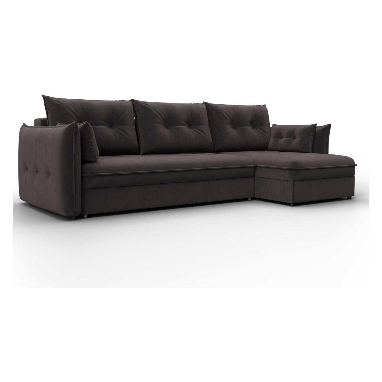 Диван Лига Диванов Лига-100 НПБ угол универсальный (полностью велюр SEVEN 727 коричневый) 133682