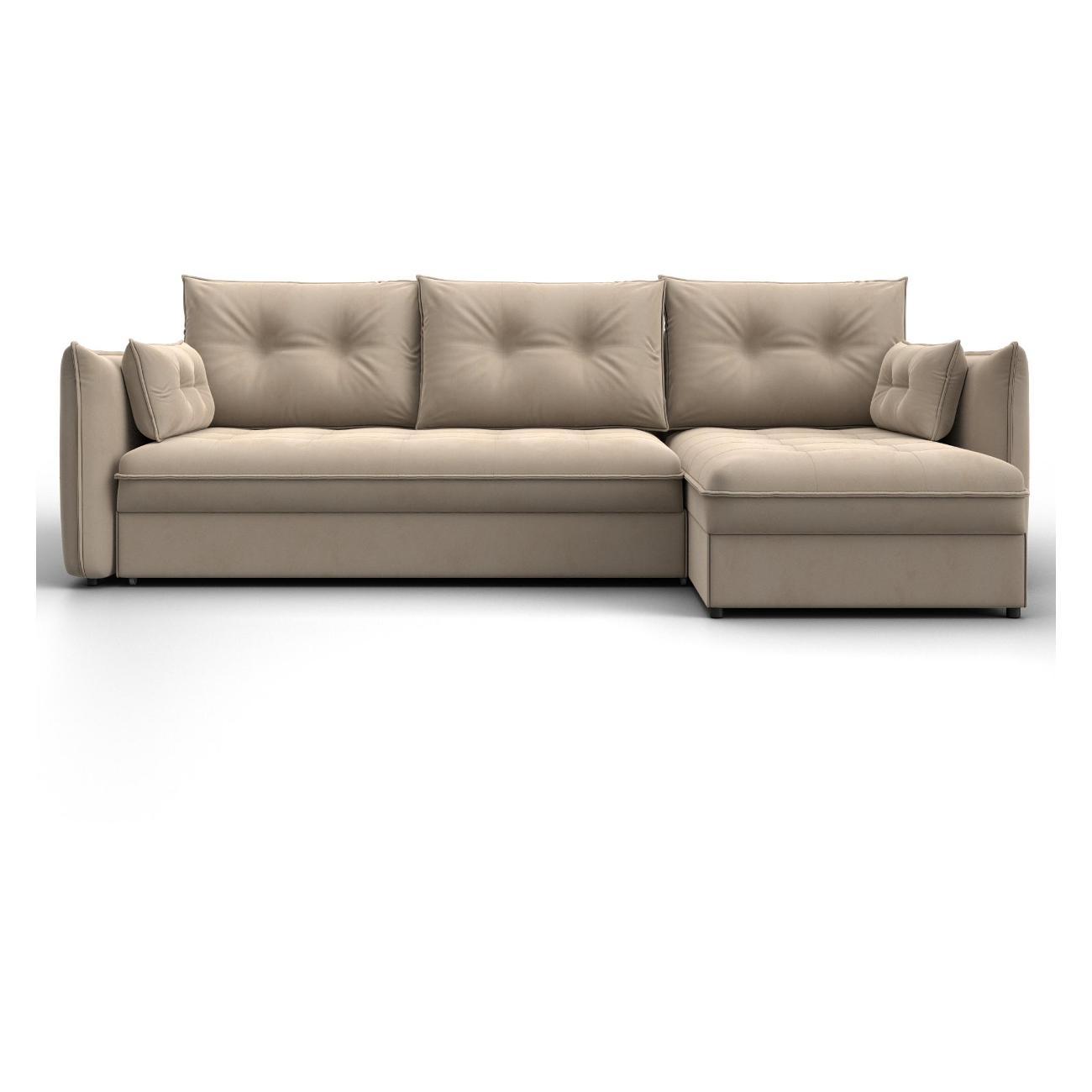 Диван Лига Диванов Лига-100 НПБ угол универсальный (полностью велюр SEVEN 729 бежевый)