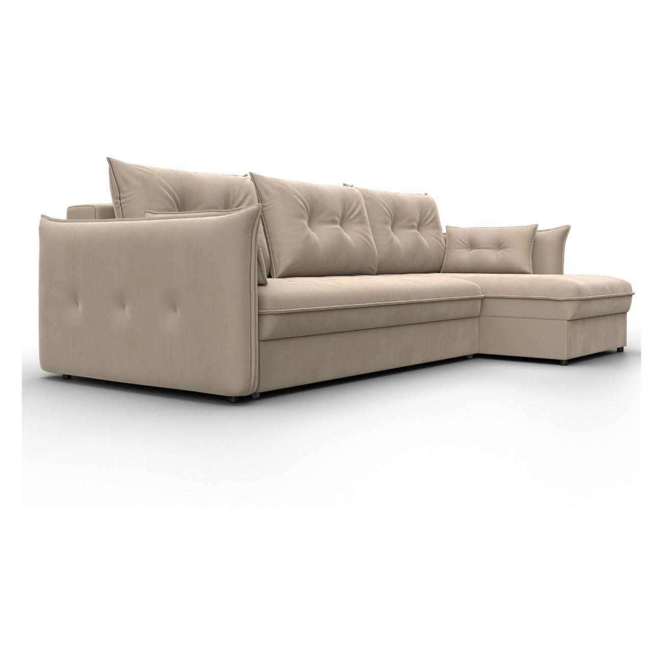 Диван Лига Диванов Лига-100 НПБ угол универсальный (полностью велюр SEVEN 729 бежевый)