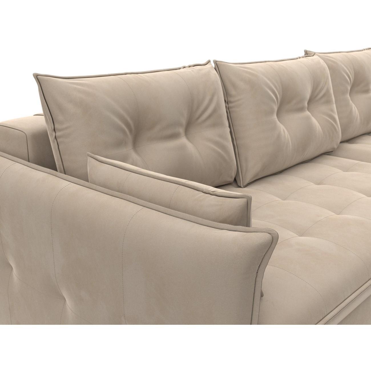 Диван Лига Диванов Лига-100 НПБ угол универсальный (полностью велюр SEVEN 729 бежевый)