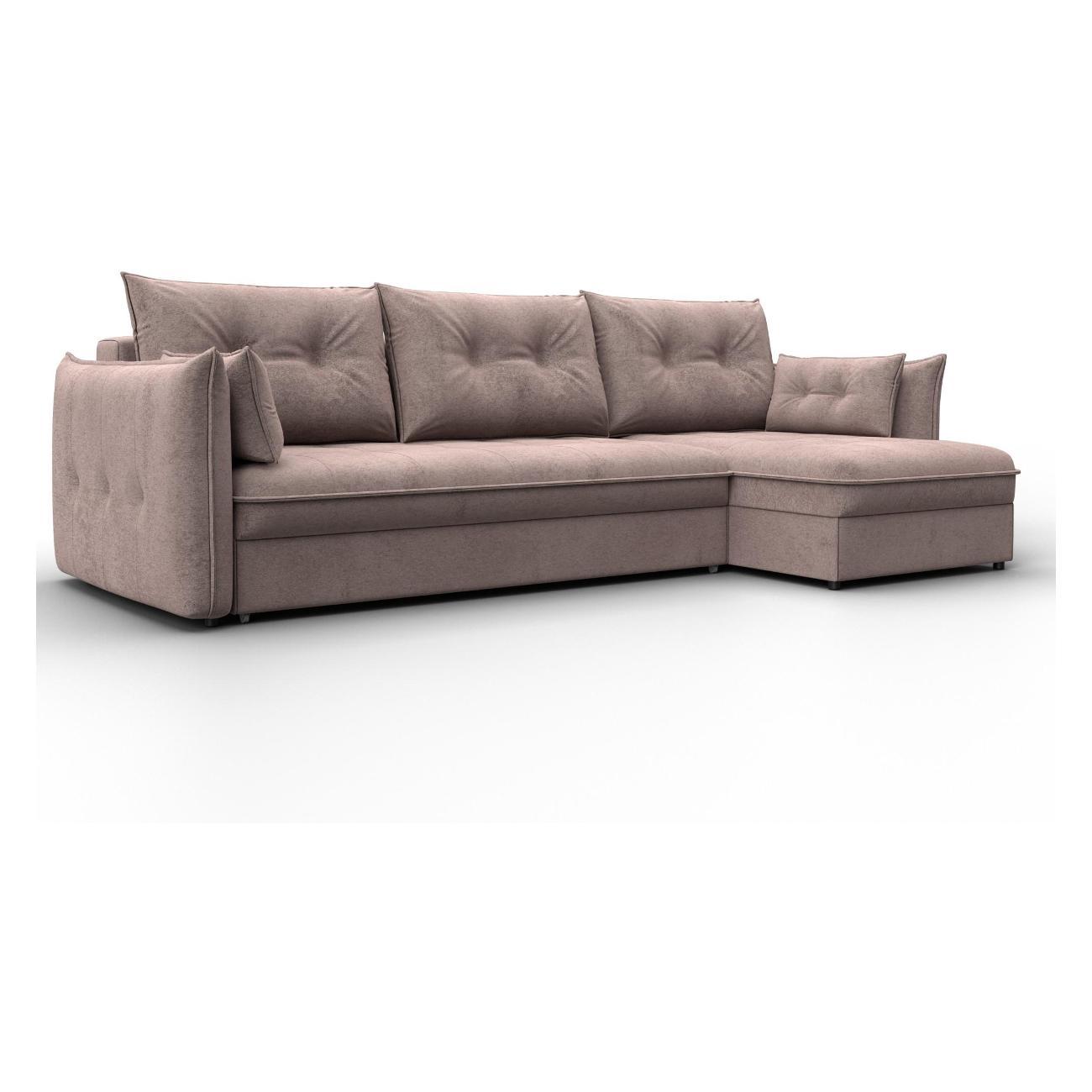 Диван Лига Диванов Лига-100 НПБ угол универсальный (полностью велюр TOWER 05 бежевый)