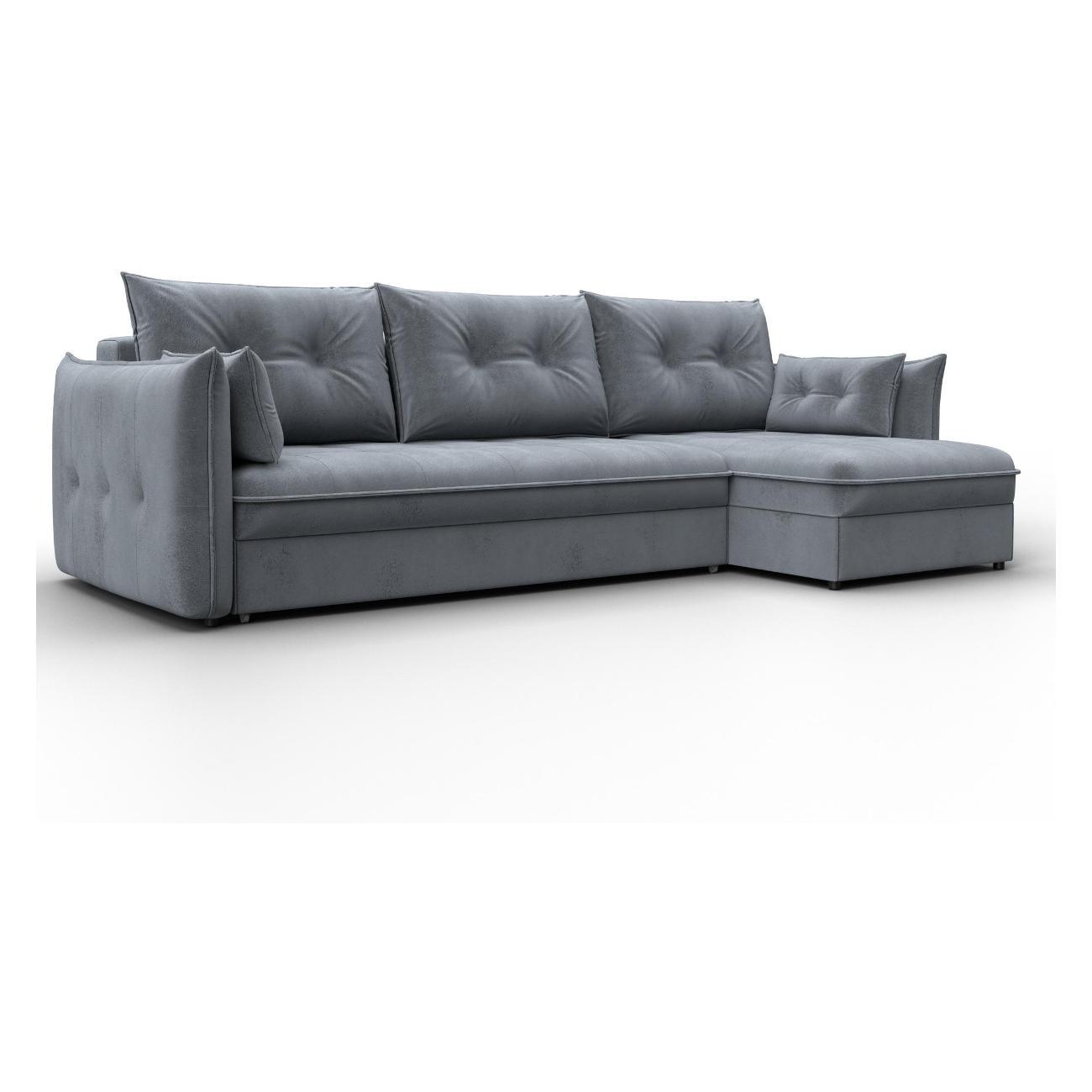 Диван Лига Диванов Лига-100 НПБ угол универсальный (полностью велюр TOWER 10 серый) 133666