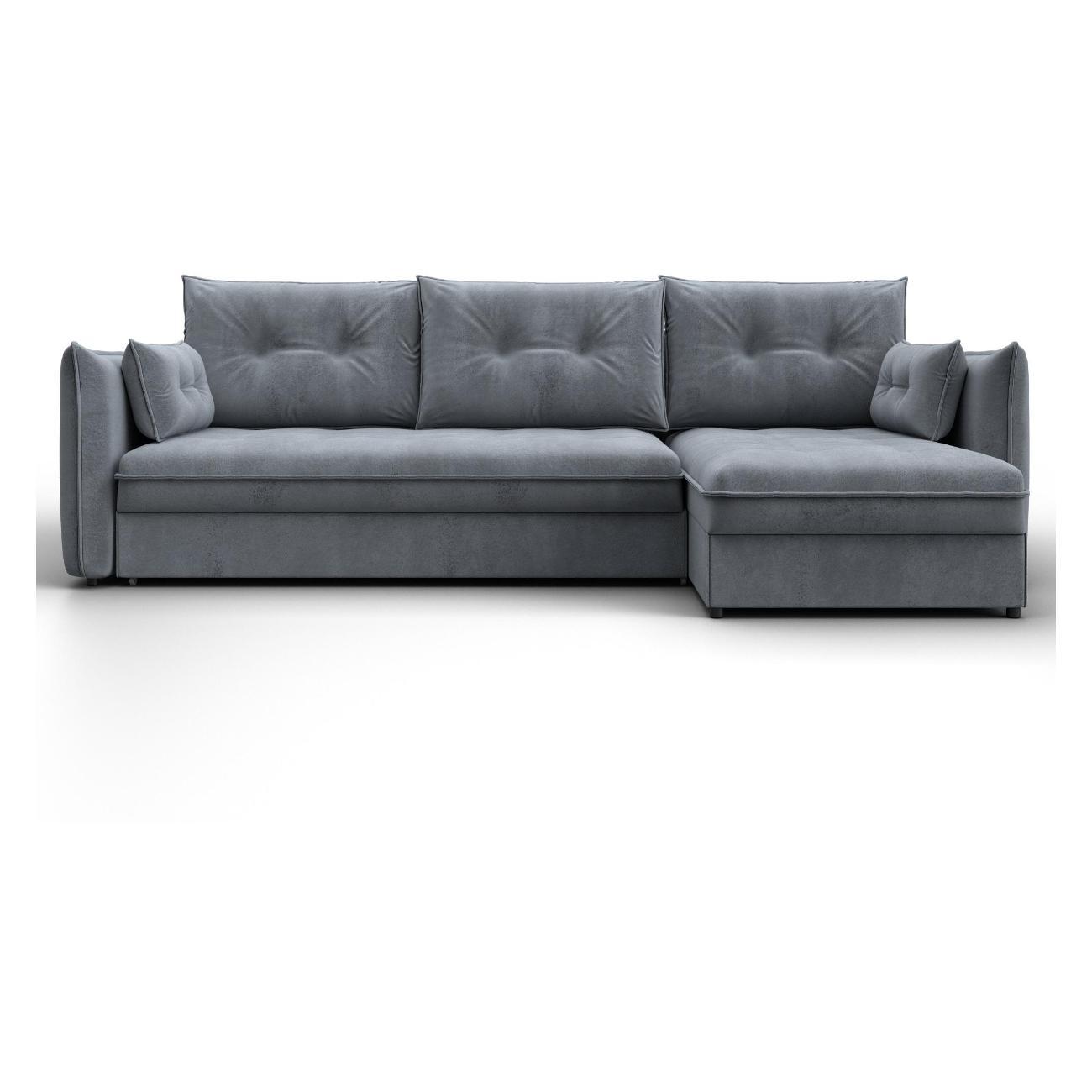 Диван Лига Диванов Лига-100 НПБ угол универсальный (полностью велюр TOWER 10 серый) 133666