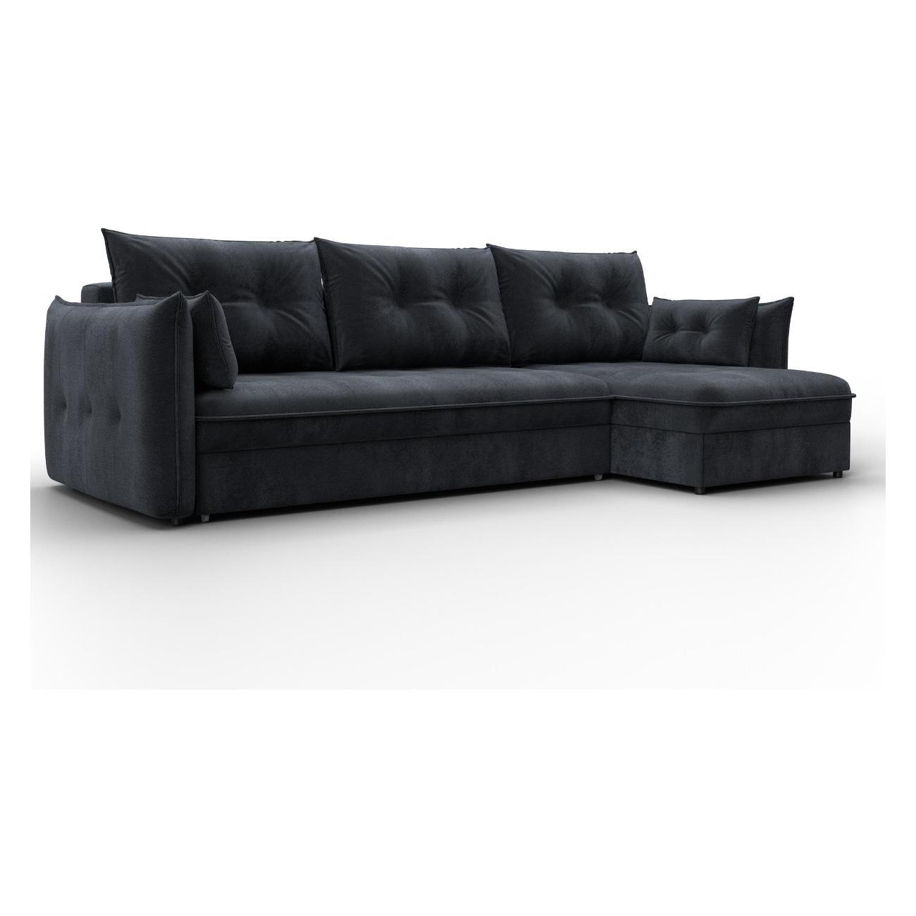 Диван Лига Диванов Лига-100 НПБ угол универсальный (полностью велюр TOWER 11 темно-серый)