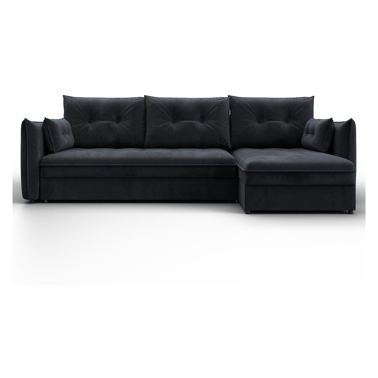 Диван Лига Диванов Лига-100 НПБ угол универсальный (полностью велюр TOWER 11 темно-серый)