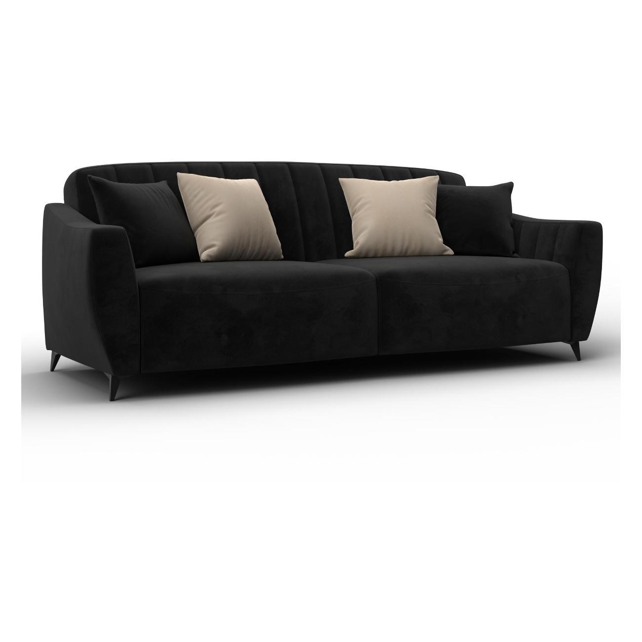 Диван Лига Диванов Лига-095 НПБ (полностью велюр SEVEN 35 черный) 132536