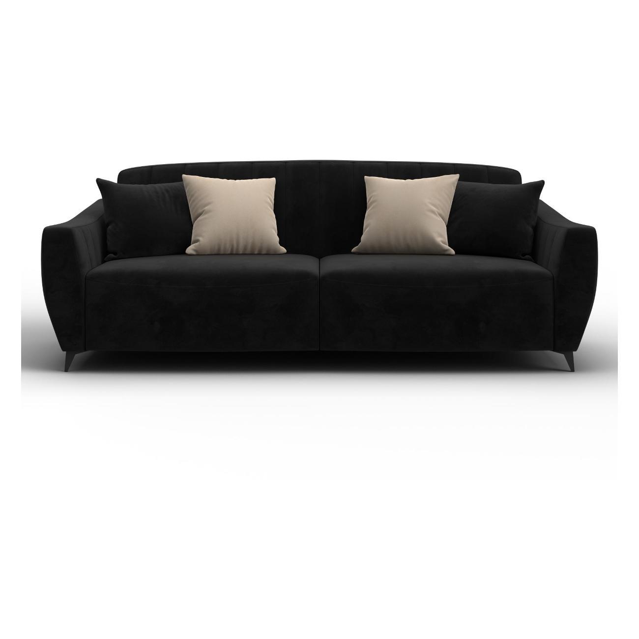 Диван Лига Диванов Лига-095 НПБ (полностью велюр SEVEN 35 черный) 132536