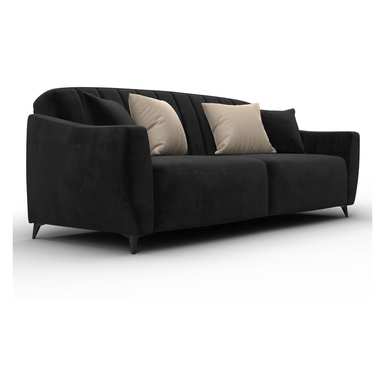 Диван Лига Диванов Лига-095 НПБ (полностью велюр SEVEN 35 черный) 132536