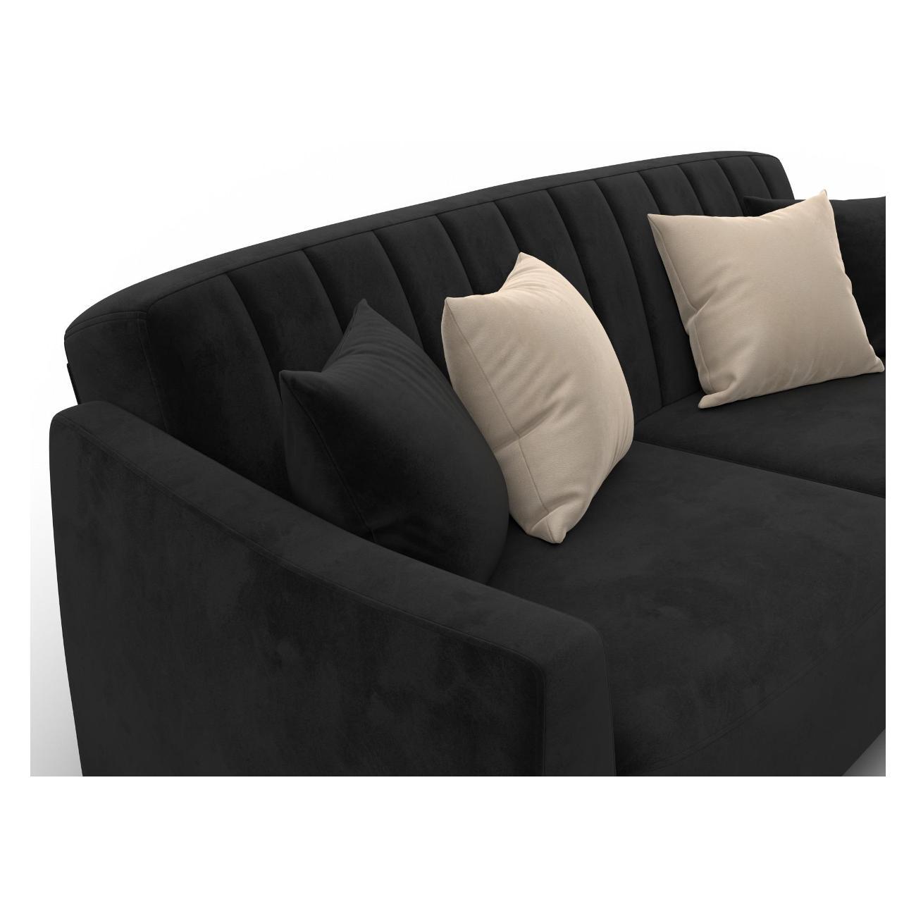 Диван Лига Диванов Лига-095 НПБ (полностью велюр SEVEN 35 черный) 132536