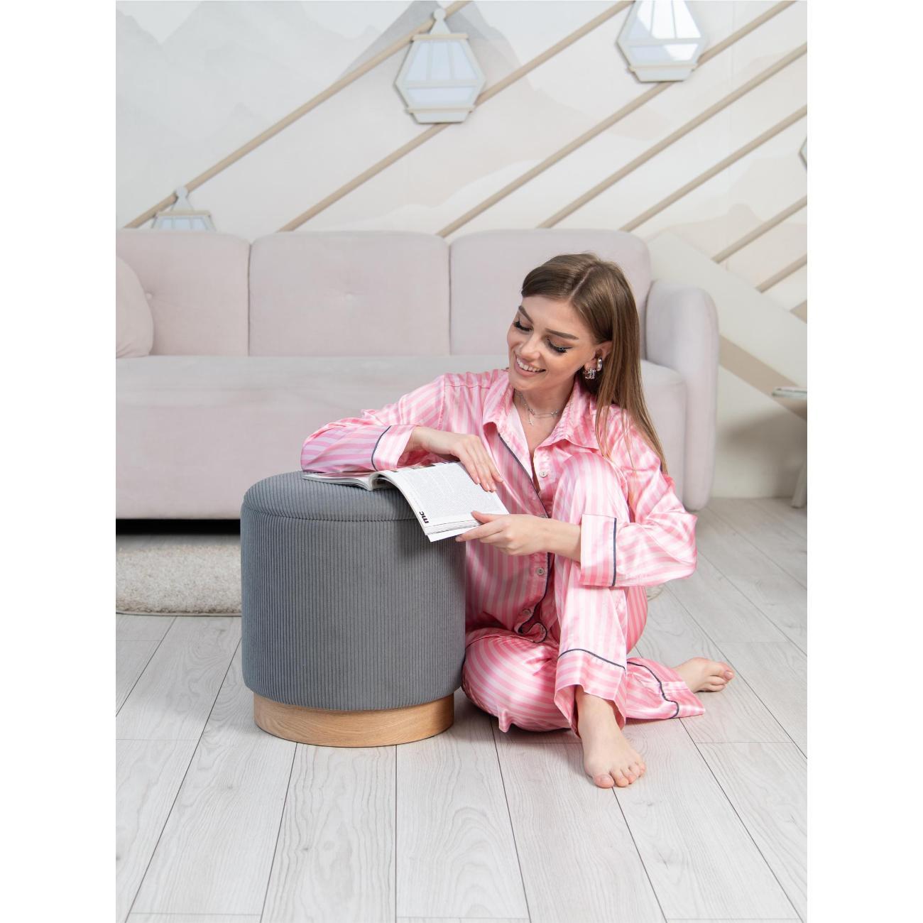 Пуф Laavi Home Марибор Большой Серый Велюр 38*42 см