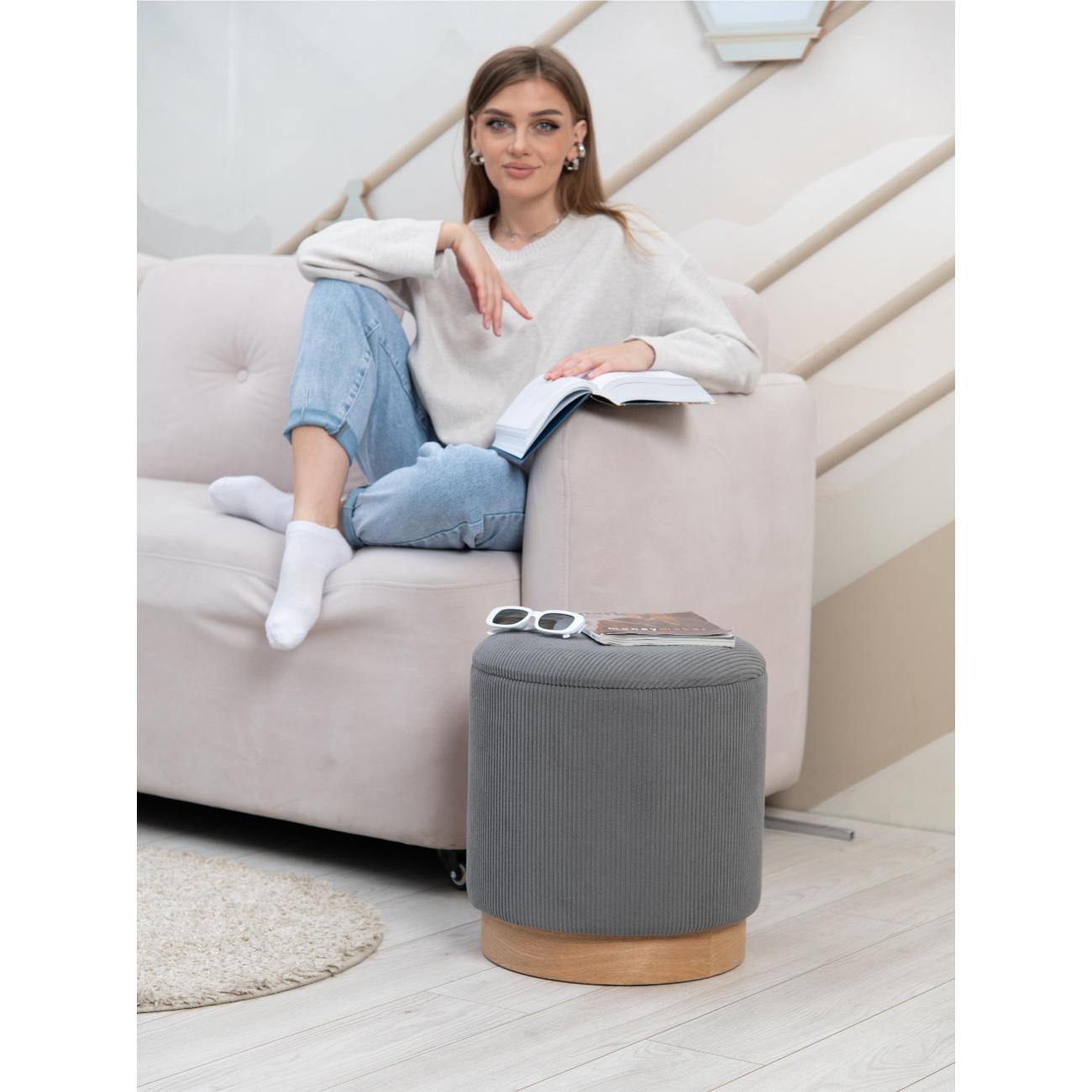 Пуф Laavi Home Марибор Большой Серый Велюр 38*42 см