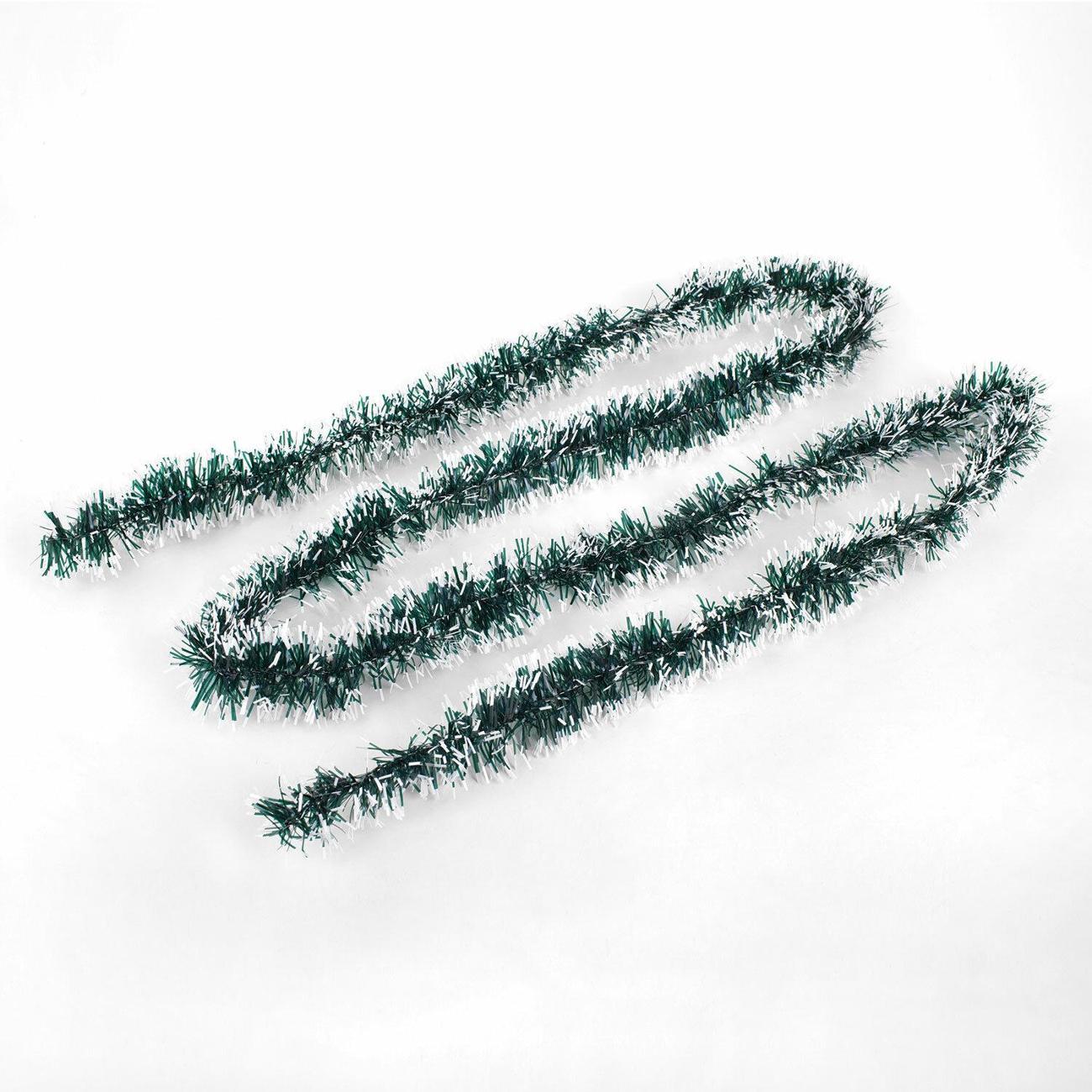 Набор новогодних украшений, игрушек Золотая сказка диаметр 50мм, длина 2м, зеленая с белыми кончиками, 592215