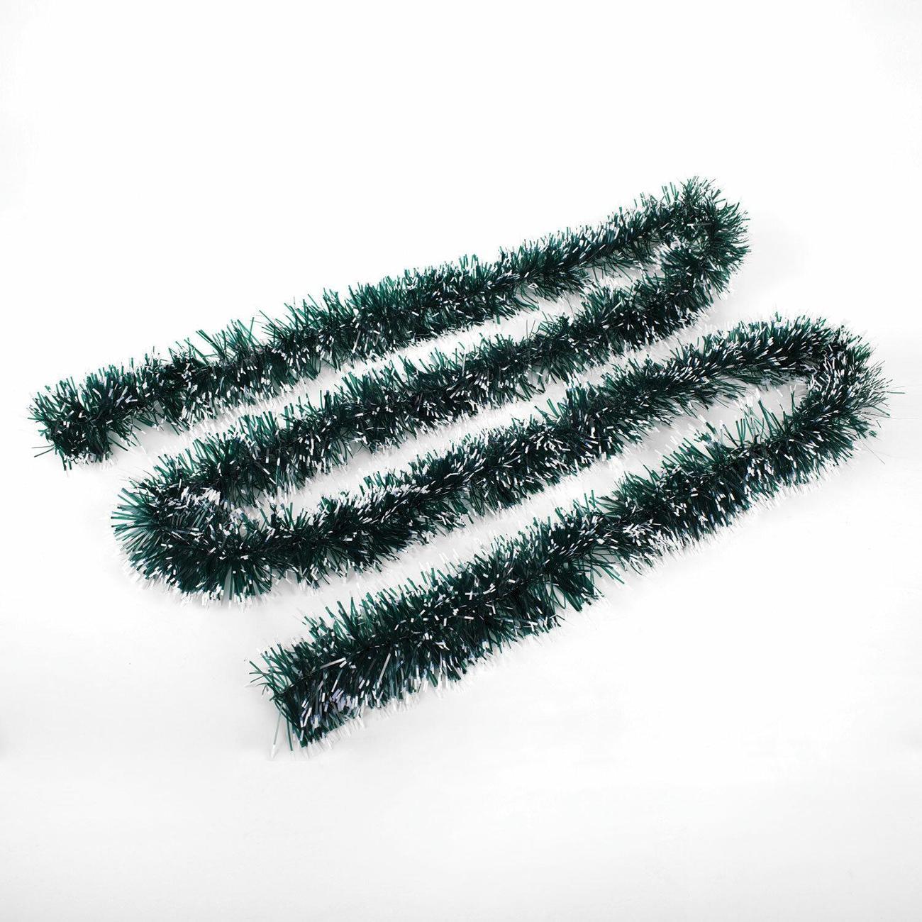 Набор новогодних украшений, игрушек Золотая сказка диаметр 70мм, длина 2м, зеленая с белыми кончиками, 592216