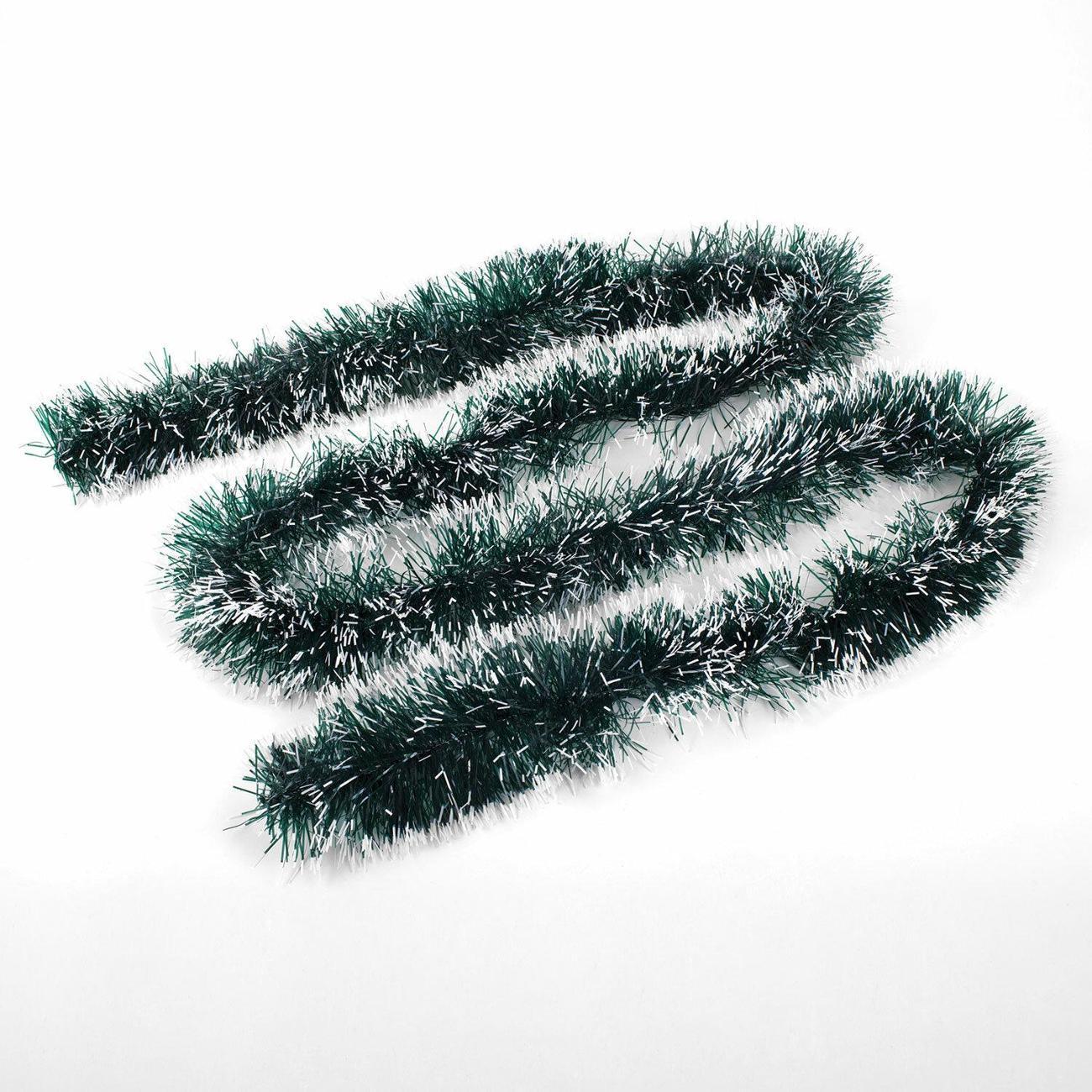 Набор новогодних украшений, игрушек Золотая сказка диаметр 100мм, длина 2м, зеленая с белыми кончиками, 592217