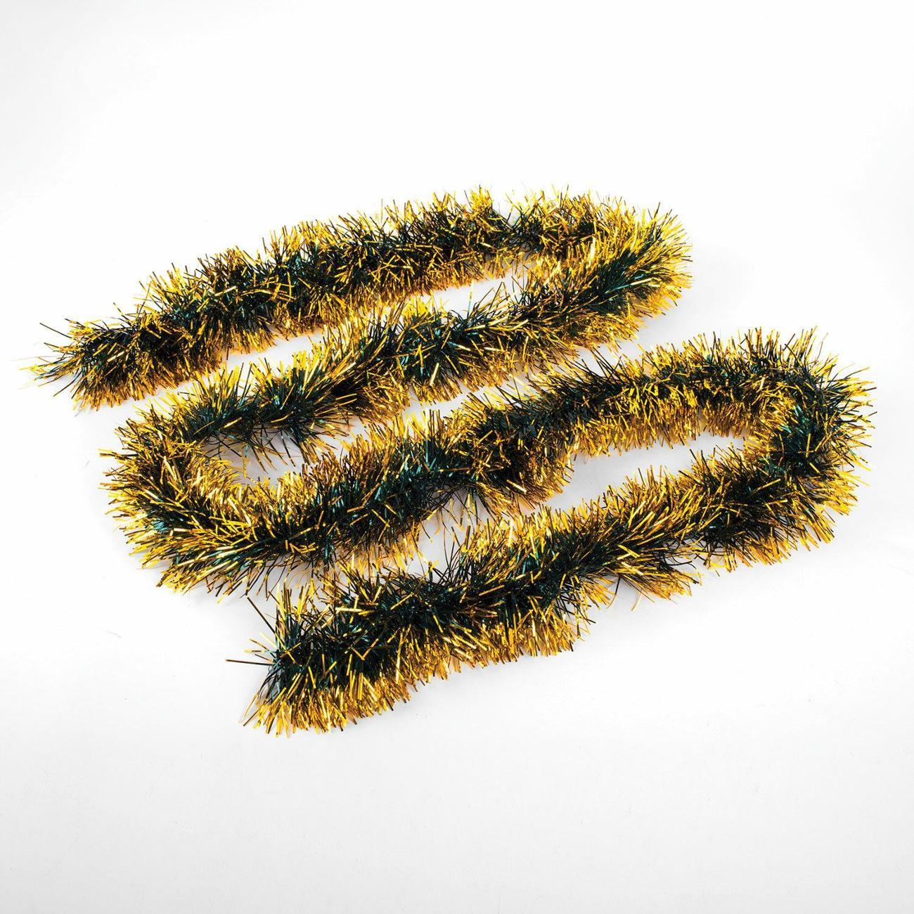 Набор новогодних украшений, игрушек Золотая сказка диаметр 100мм, длина 2м, зеленая с золотистыми кончиками, 592219