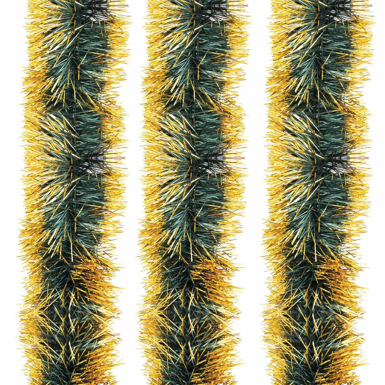 Набор новогодних украшений, игрушек Золотая сказка диаметр 100мм, длина 2м, зеленая с золотистыми кончиками, 592219