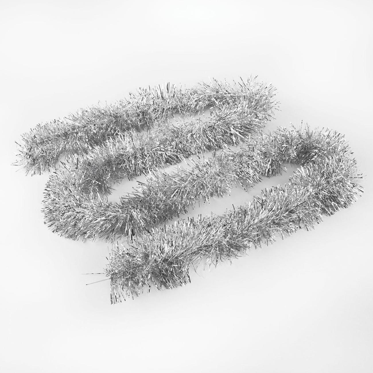 Набор новогодних украшений, игрушек Золотая сказка диаметр 100мм, длина 2м, серебристая, 592221