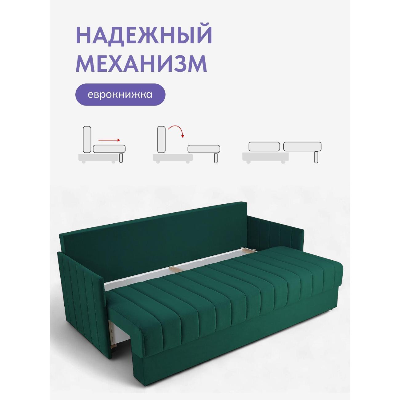 Диван Divan24 Макао зелёный велюр (Velutto Lux 33)