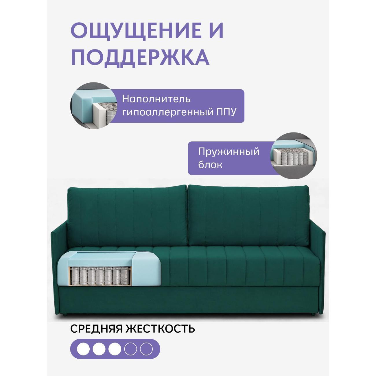 Диван Divan24 Макао зелёный велюр (Velutto Lux 33)