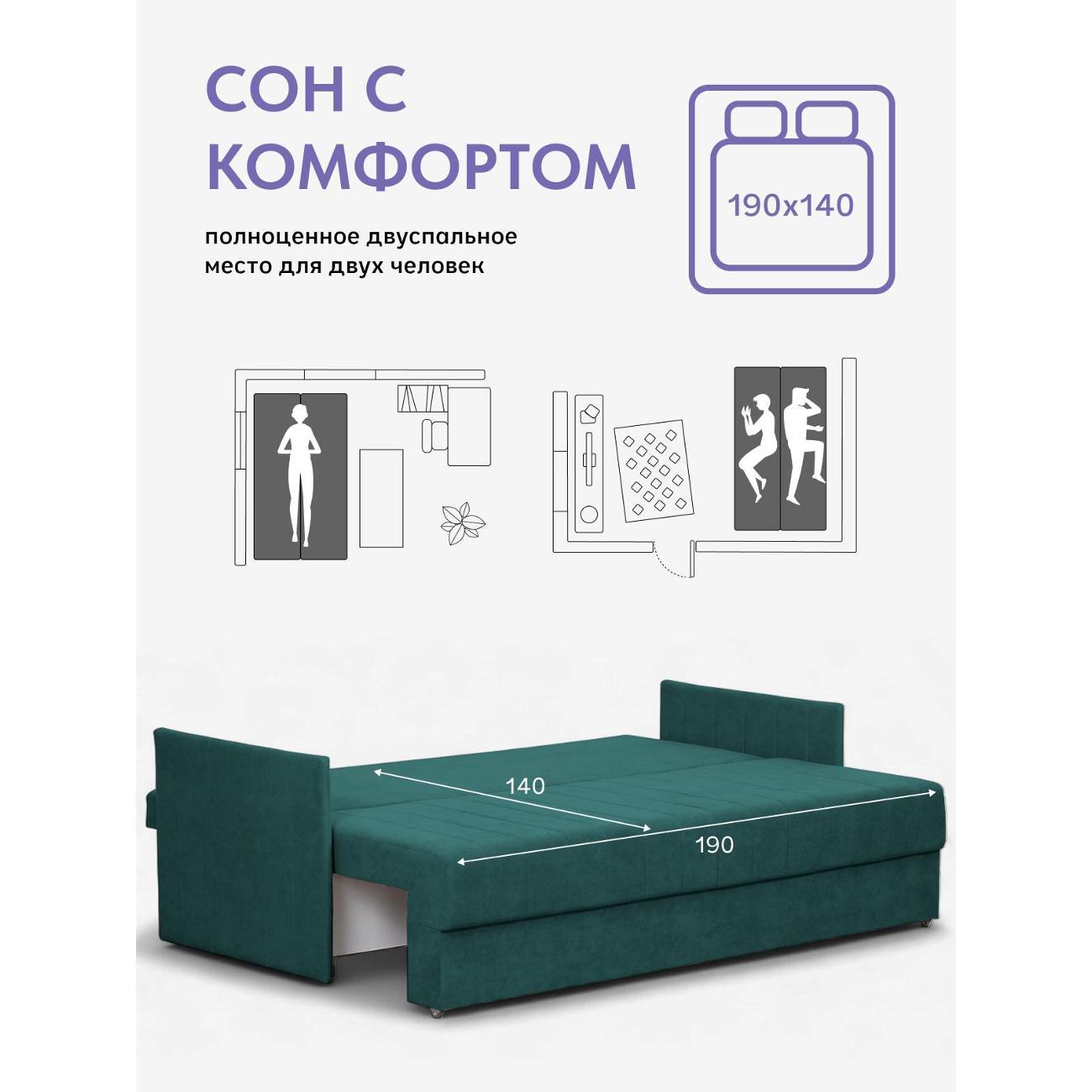 Диван Divan24 Макао зелёный велюр (Vita 26)