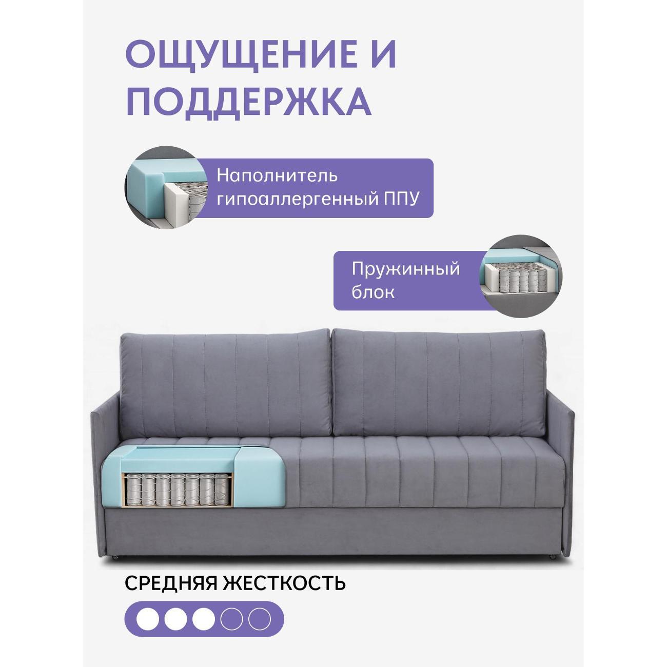 Диван Divan24 Макао серый велюр (Velutto Lux 32),