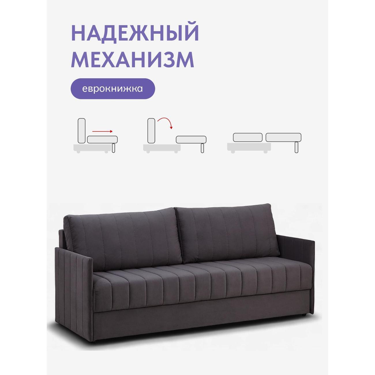 Диван Divan24 Макао серый велюр (Vita 062)