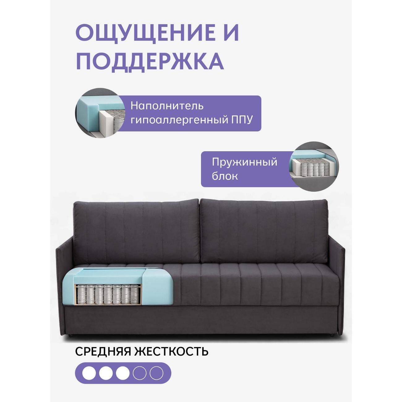 Диван Divan24 Макао серый велюр (Vita 062)