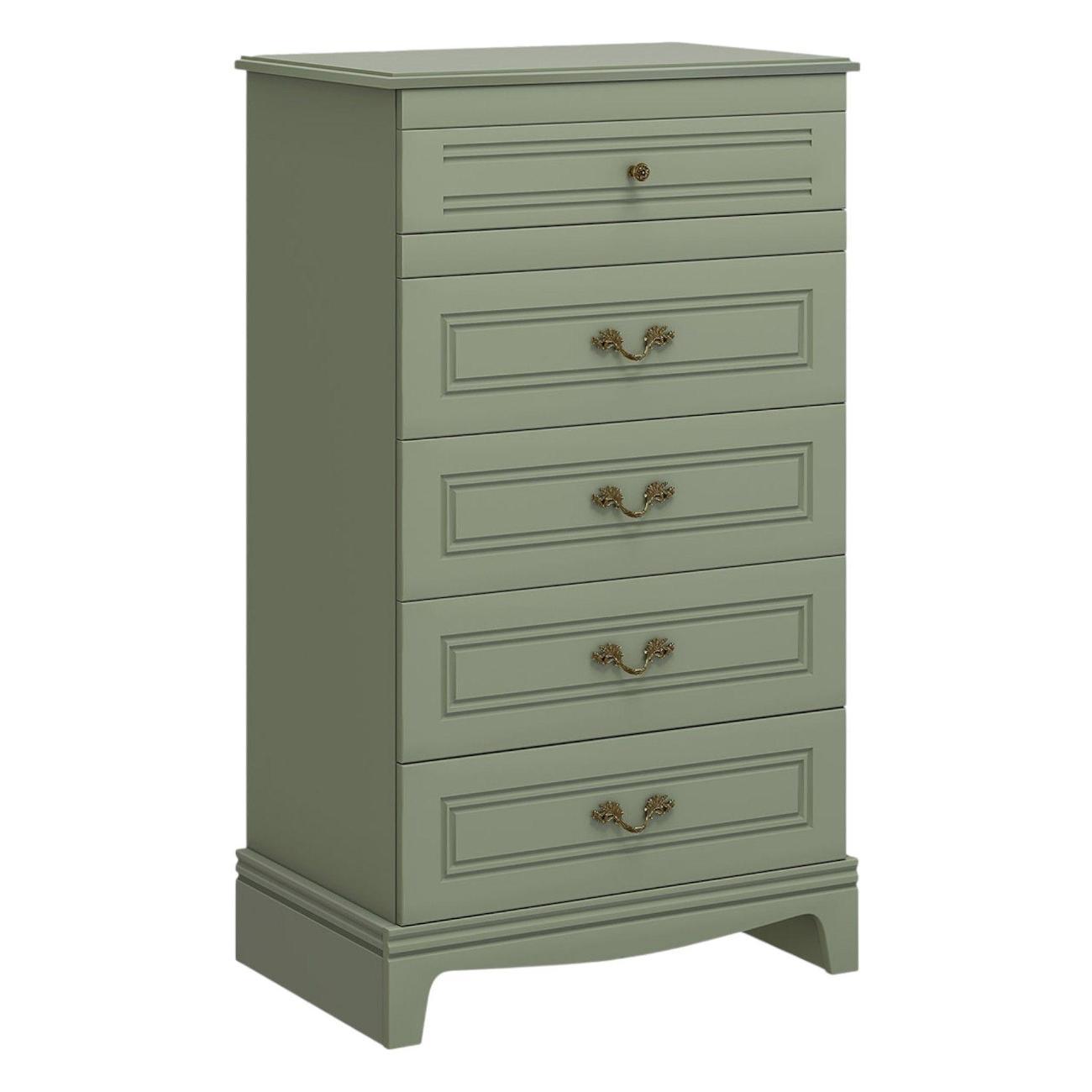 Комод Правила мебели для одежды и хранения вещей Лора с ящиками, 70х45.5х121.6 см, Зеленый самшит лак, МДФ / Зеленый самшит, ЛДСП