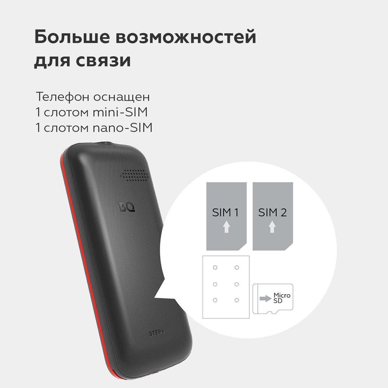 Смартфоны, планшеты, мобильные телефоны BQ 1848 Step+ Black/Red