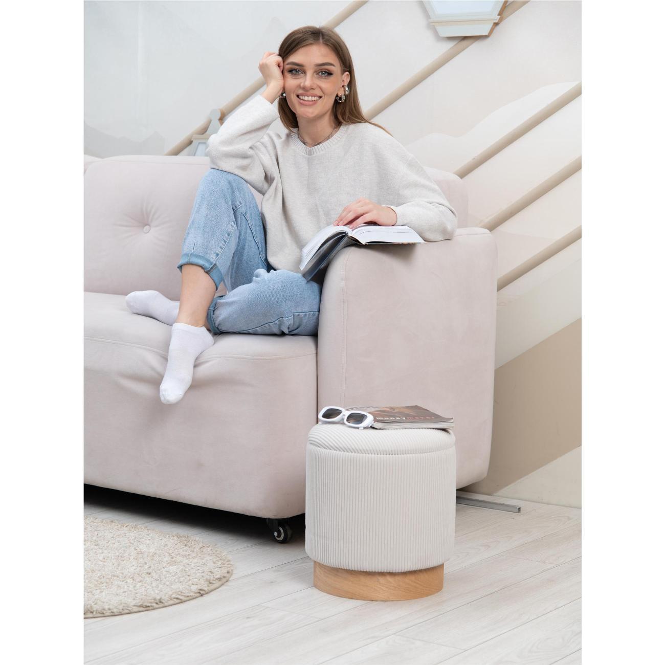 Пуф Laavi Home Марибор Стандарт Бежевый Велюр 30,5*35 см