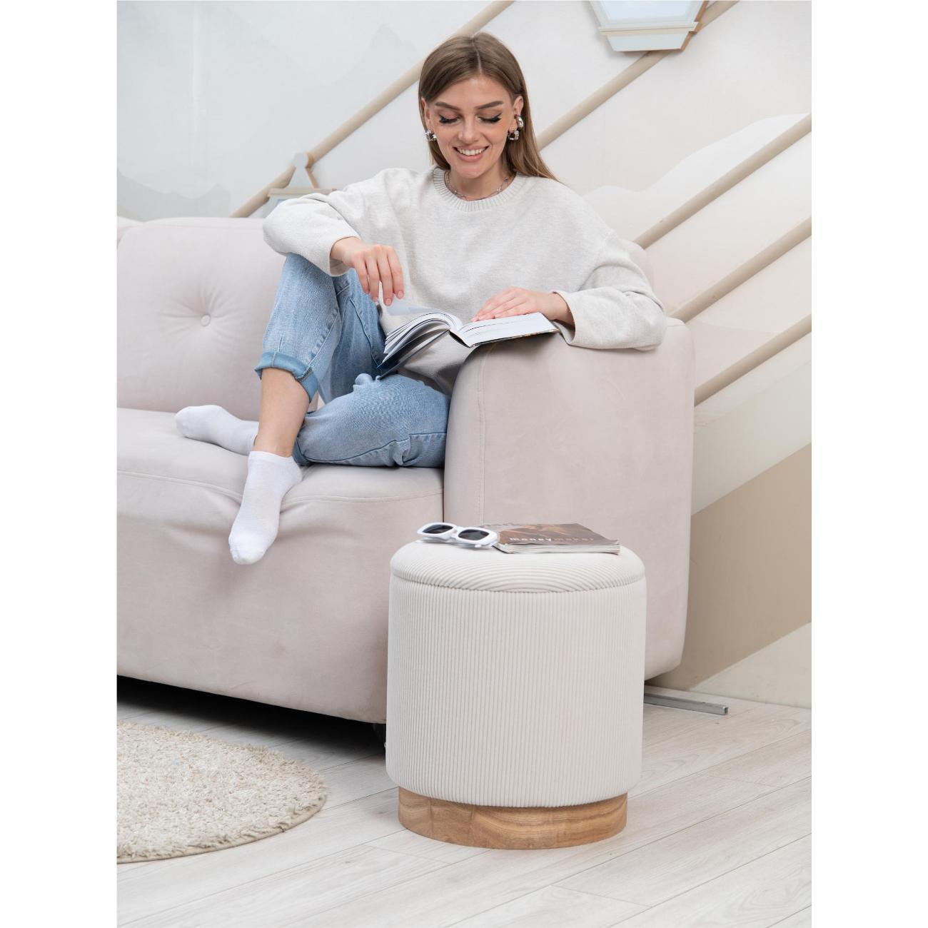 Пуф Laavi Home Марибор Большой Бежевый Велюр 38*42 см