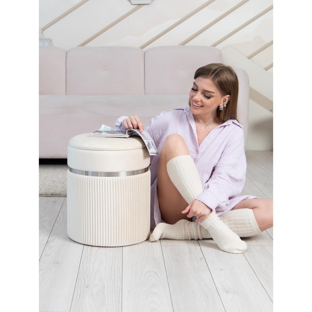 Пуф Laavi Home Личи Большой Молочный Велюр36*44 см