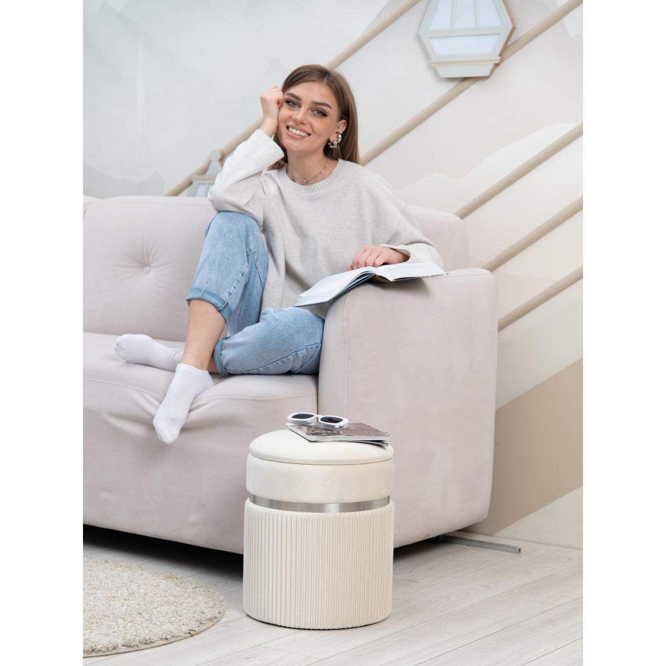 Пуф Laavi Home Личи Большой Молочный Велюр36*44 см