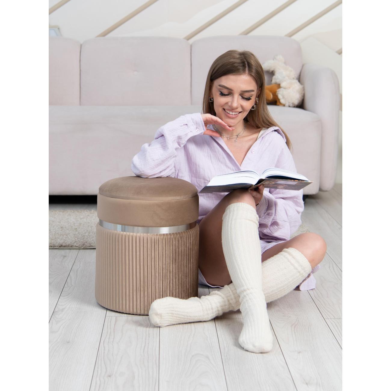 Пуф Laavi Home Личи Стандарт Бежевый Велюр 31.5*38 см