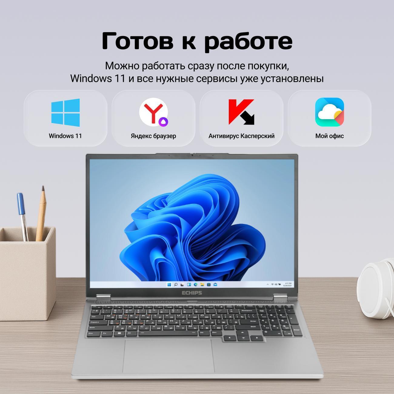 Ноутбук Echips 18.5" Rush/i7 8750H/16/512/IPS Full HD/W11H