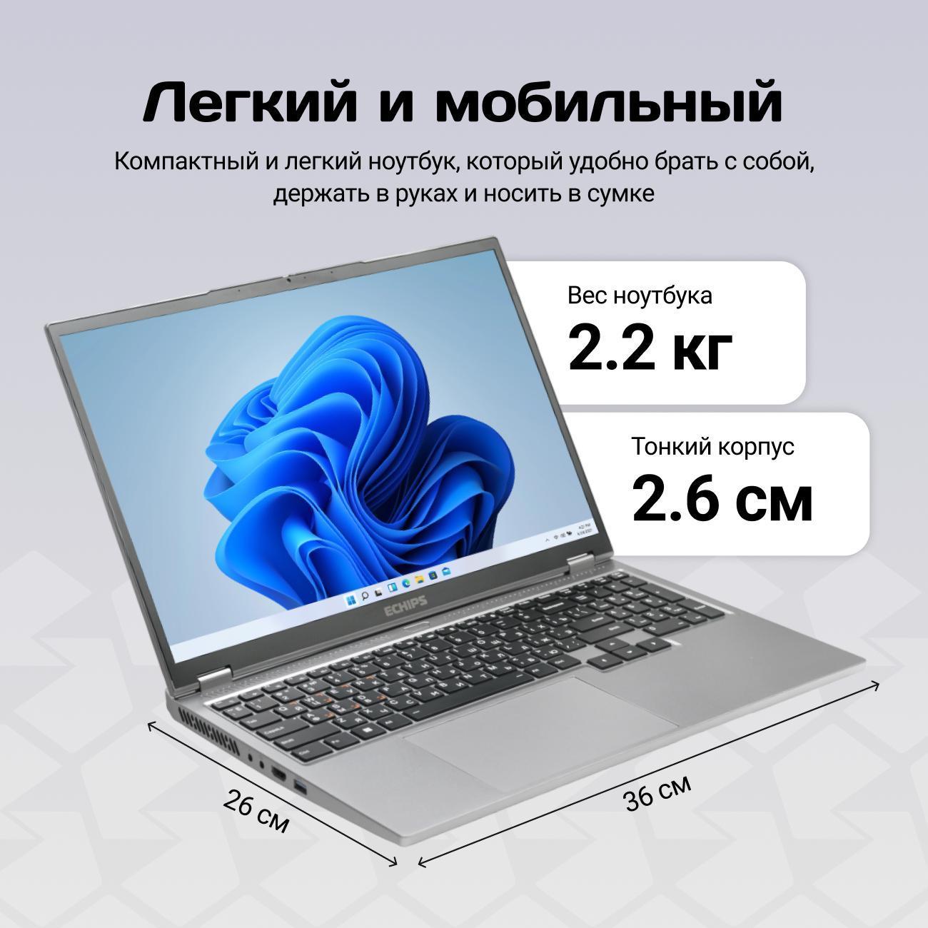 Ноутбук Echips 18.5" Rush/i7 8750H/16/512/IPS Full HD/W11H
