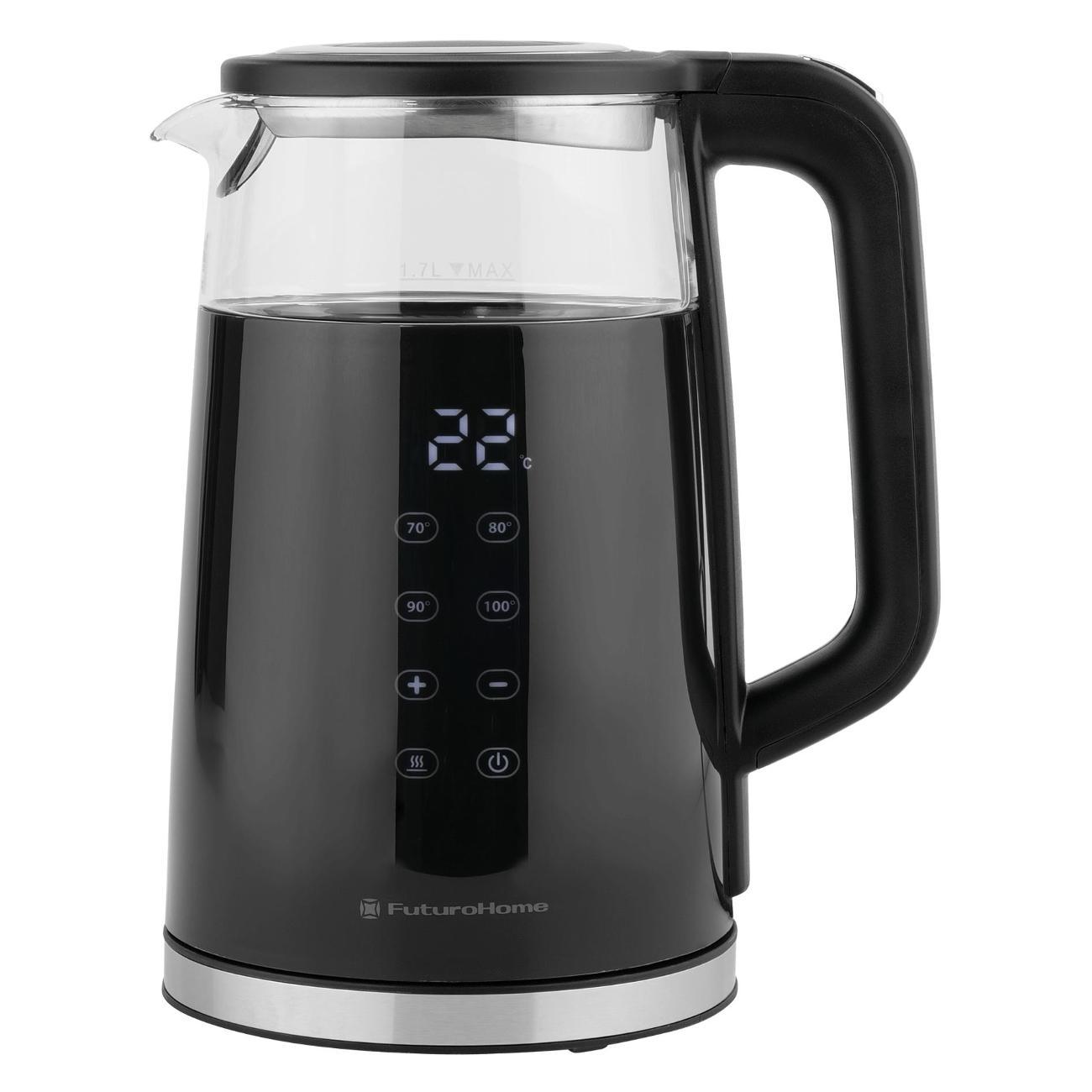 Электрочайник FuturoHome MTR KP-601B, с дисплеем, черный