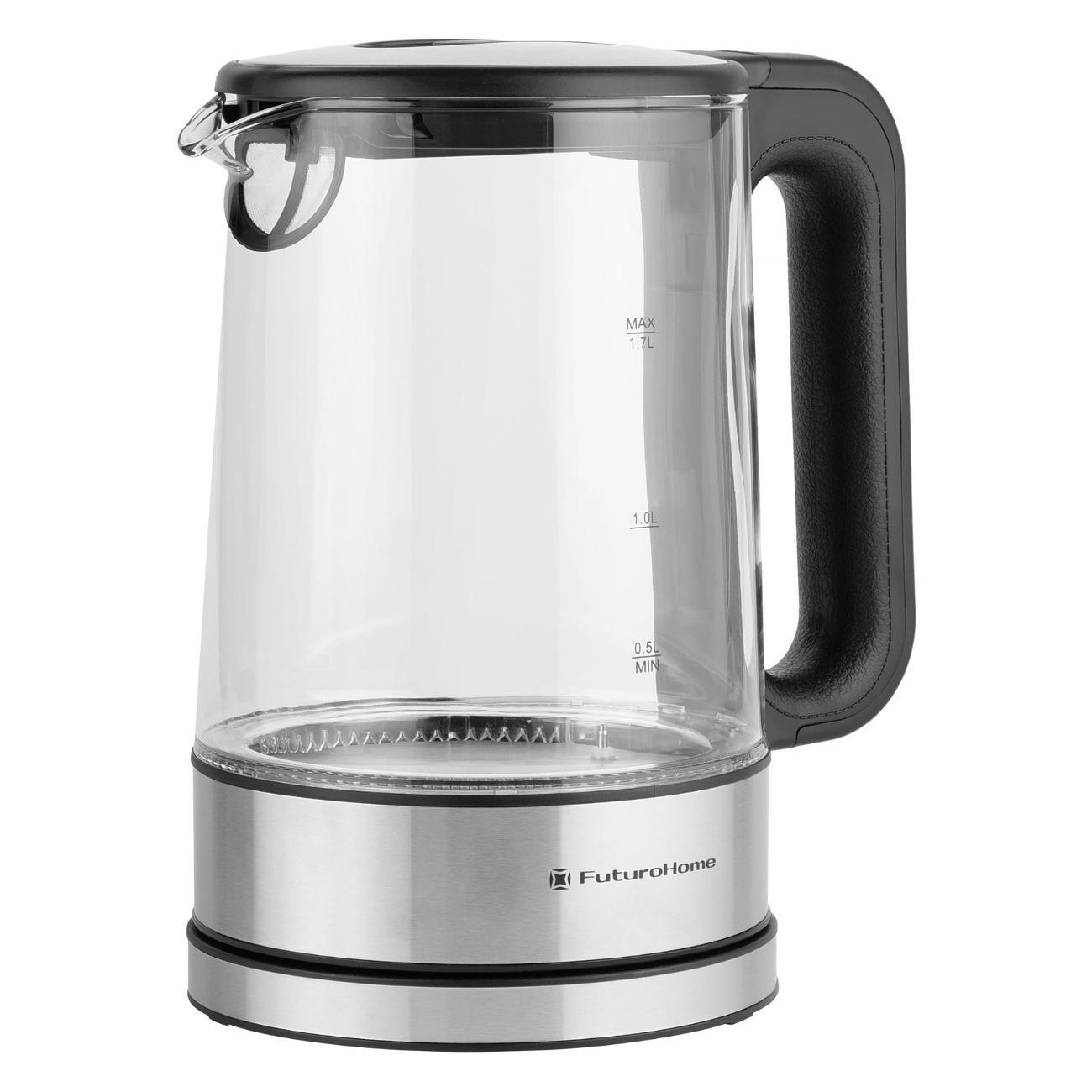 Электрочайник FuturoHome MTR KG-700S, стекло, выбор температуры на ручке