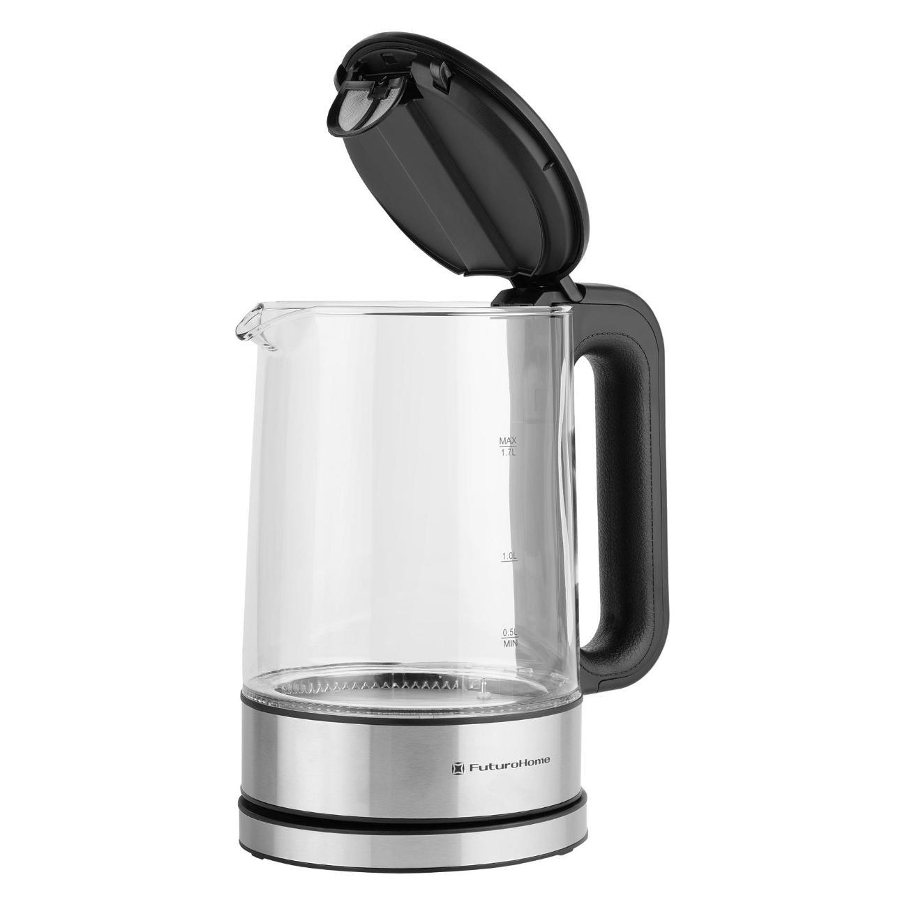 Электрочайник FuturoHome MTR KG-700S, стекло, выбор температуры на ручке