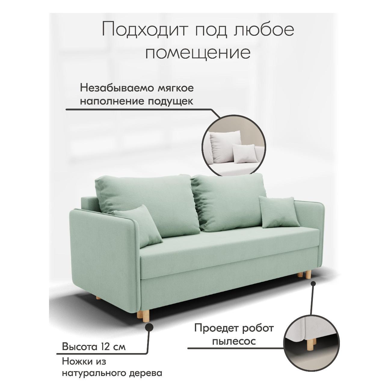 Диван Yorcom " Комфорта" ППУ, Фисташковый, механизм Еврокнижка 210х80х100 см