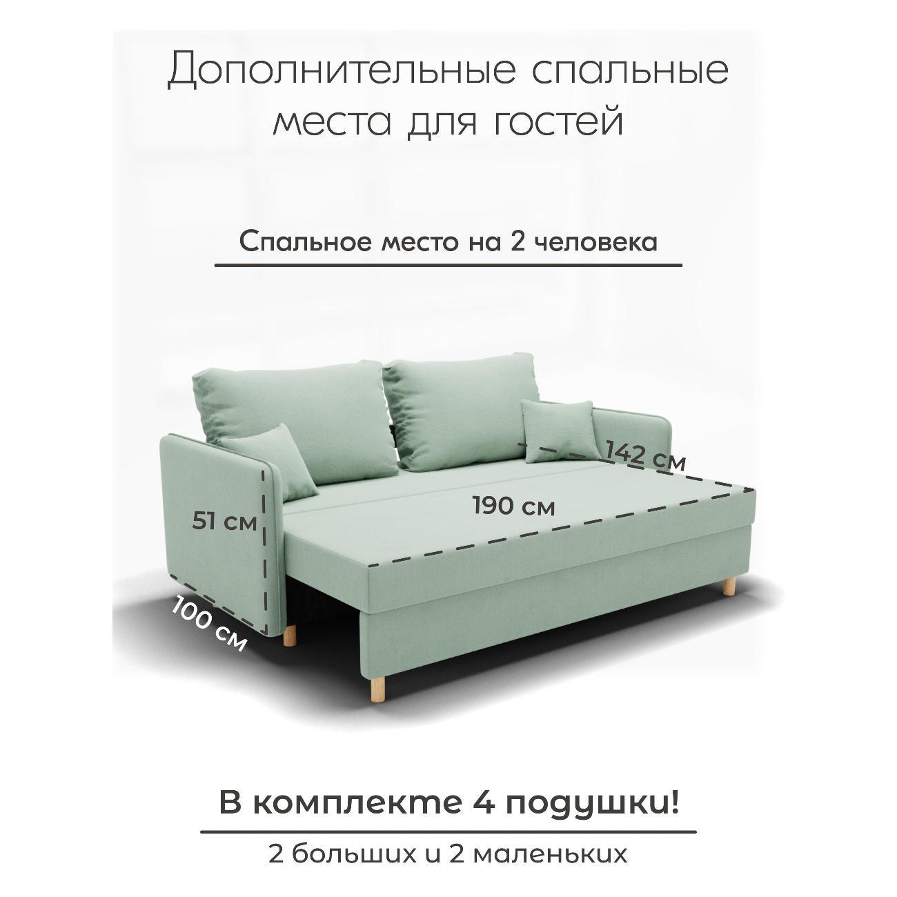 Диван Yorcom " Комфорта" ППУ, Фисташковый, механизм Еврокнижка 210х80х100 см