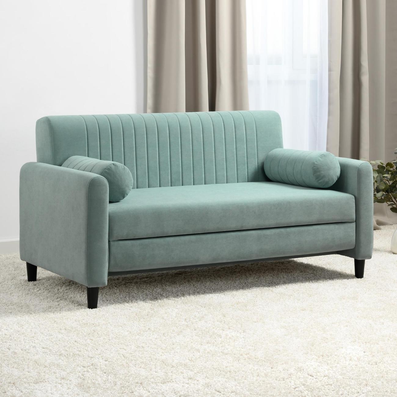 Диван Logium Денвер прямой раскладной велюр Fortuna 07 ментоловый